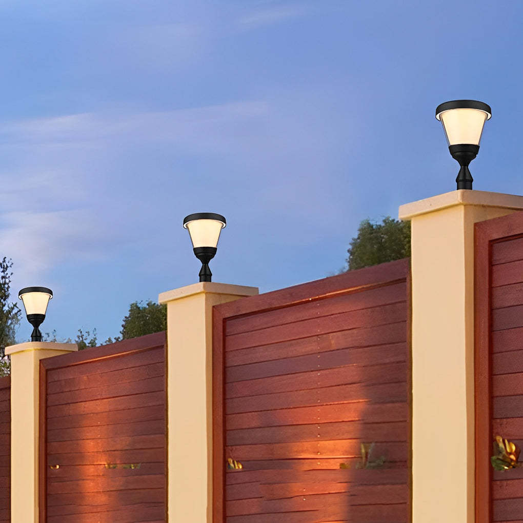 Black LED Modern Solar Fence Post Cap Light