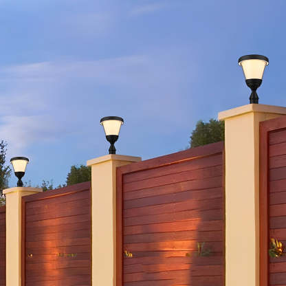 Black LED Modern Solar Fence Post Cap Light