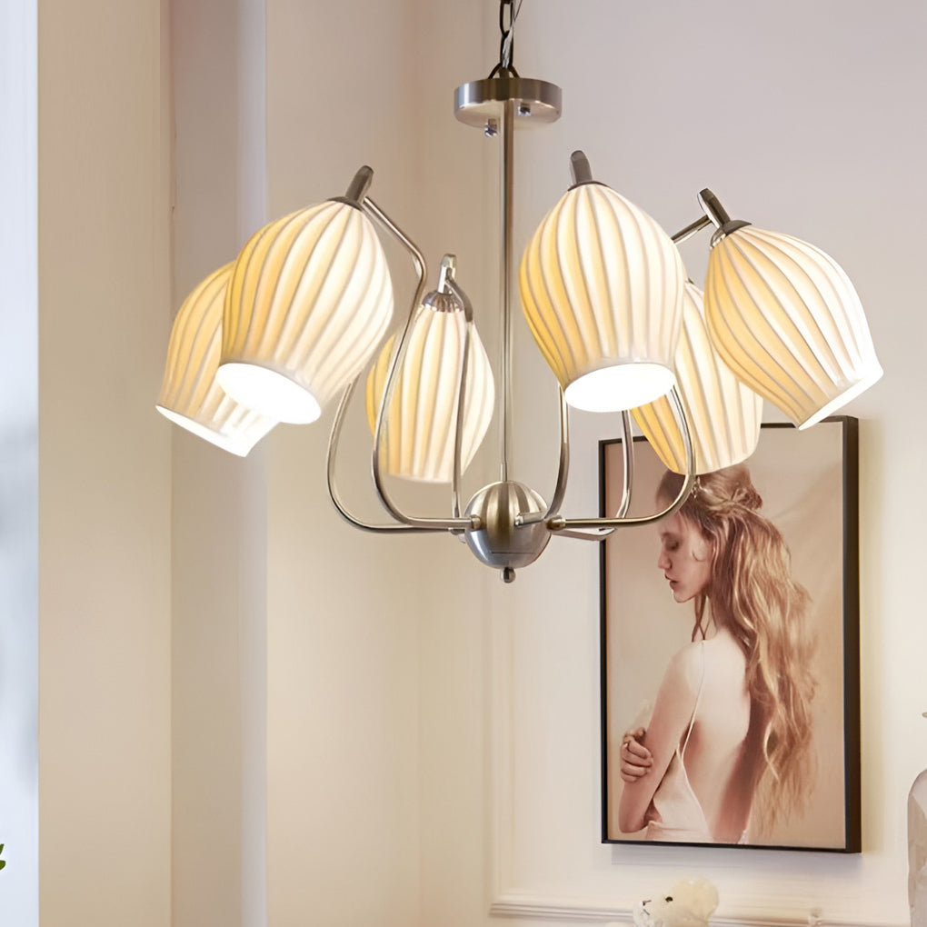 Ceramic Flower Warm Modern Ceiling Light