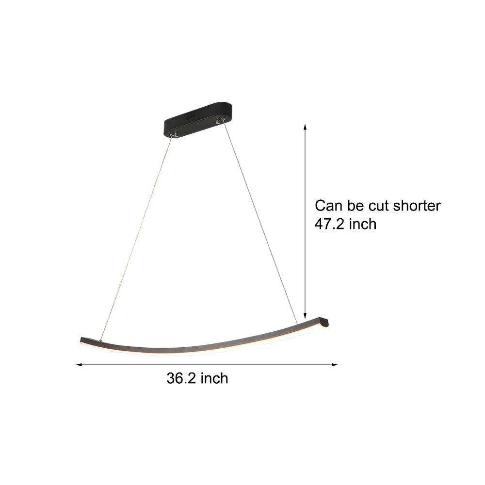 Modern Arcing Linear Pendant - Matte Black