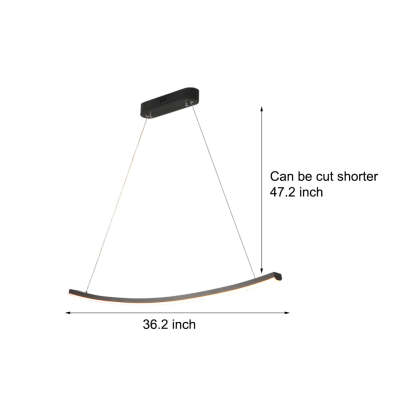 Modern Arcing Linear Pendant - Matte Black