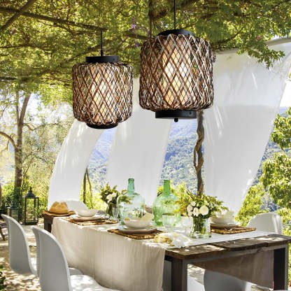 Rattan Waterproof Rustic Modern Outdoor Chandelier Pendants Ceiling Lights-Lighom