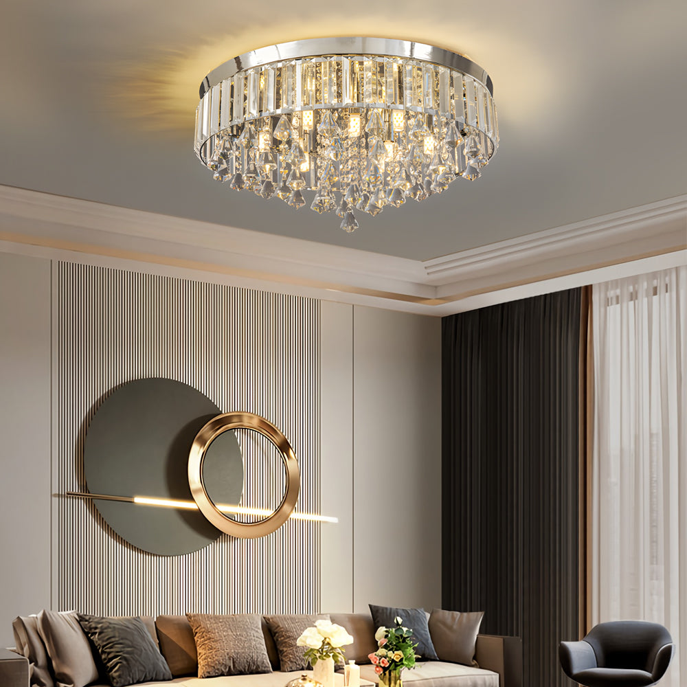 Modern round gray flush mount lighting — Strip / Polished Chrome