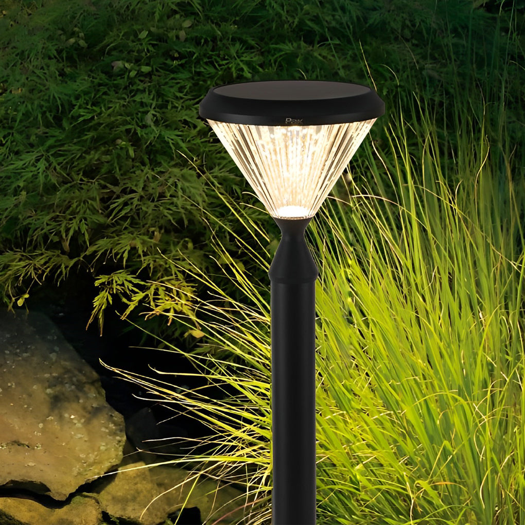 Round Waterproof Light Control LED Black Modern Solar Outdoor Lights-Lighom