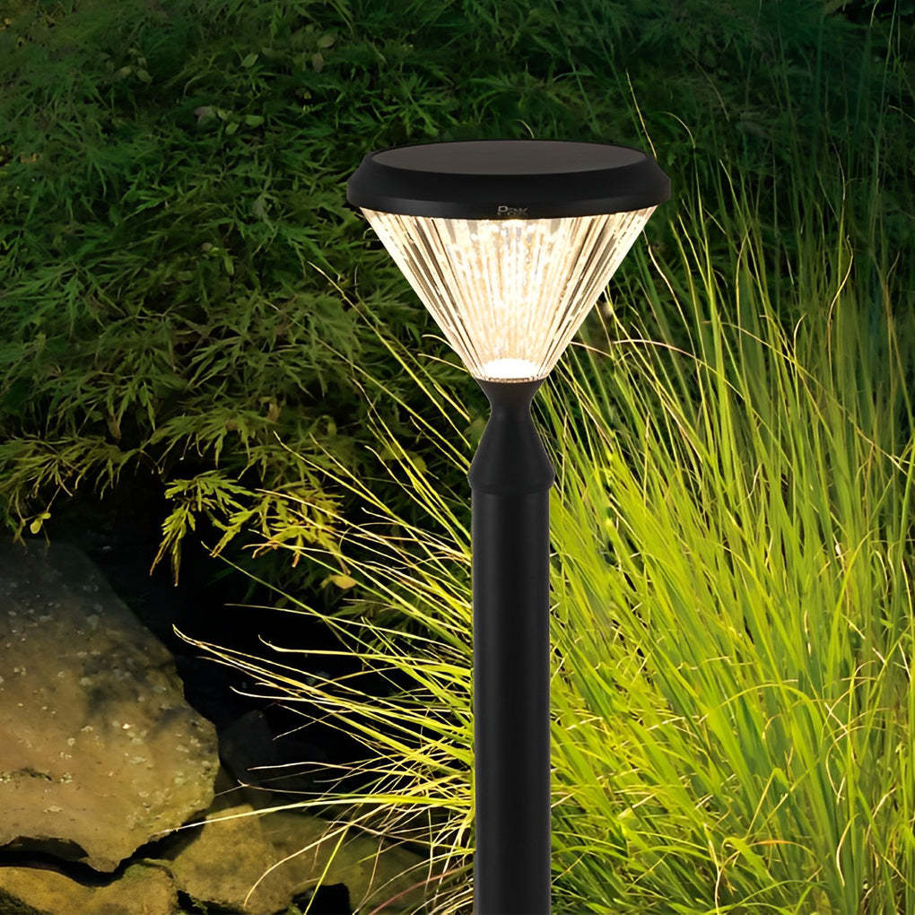 Round Waterproof Light Control LED Black Modern Solar Outdoor Lights-Lighom