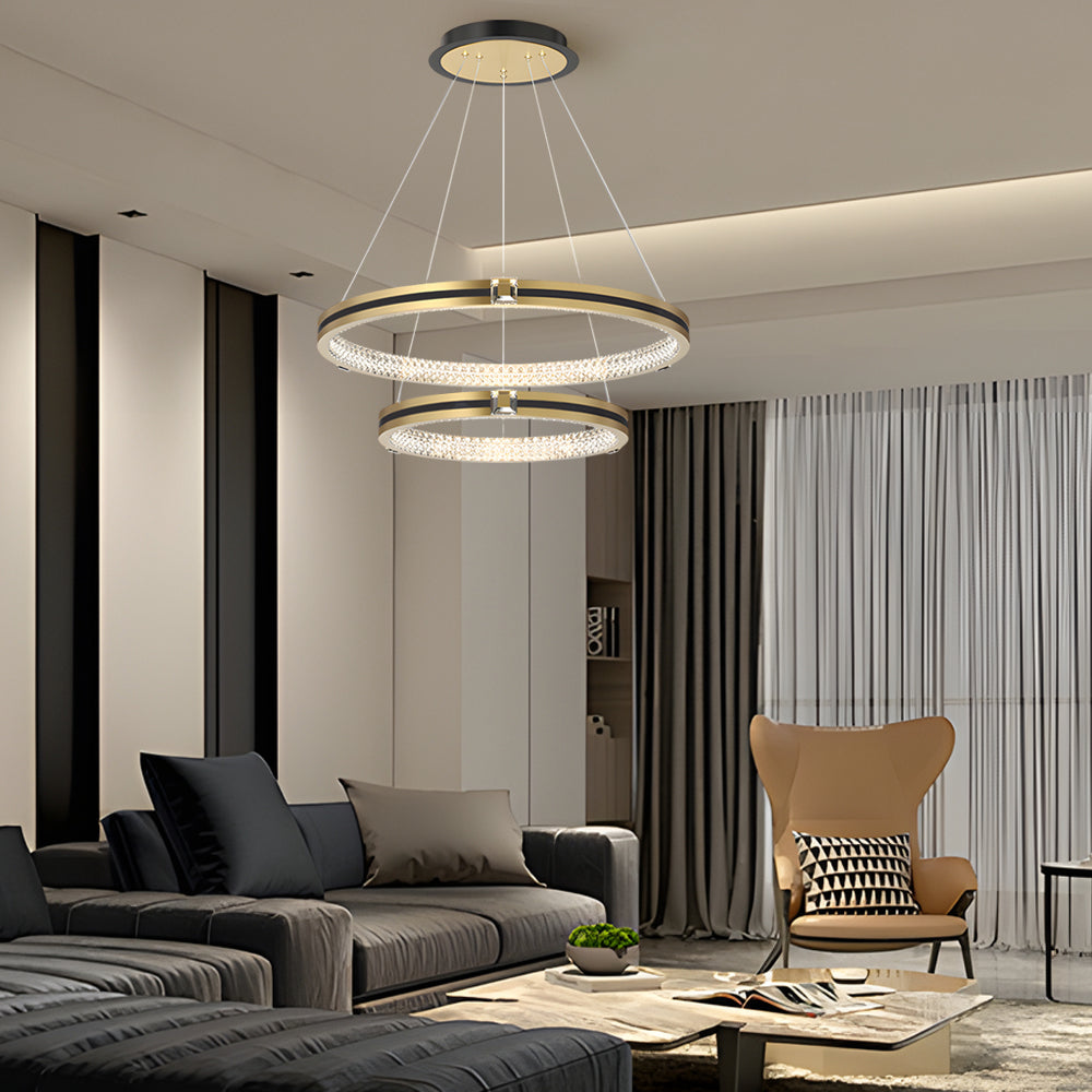 Circle Ring Dimmable Brushed Gold Modern Chandelier
