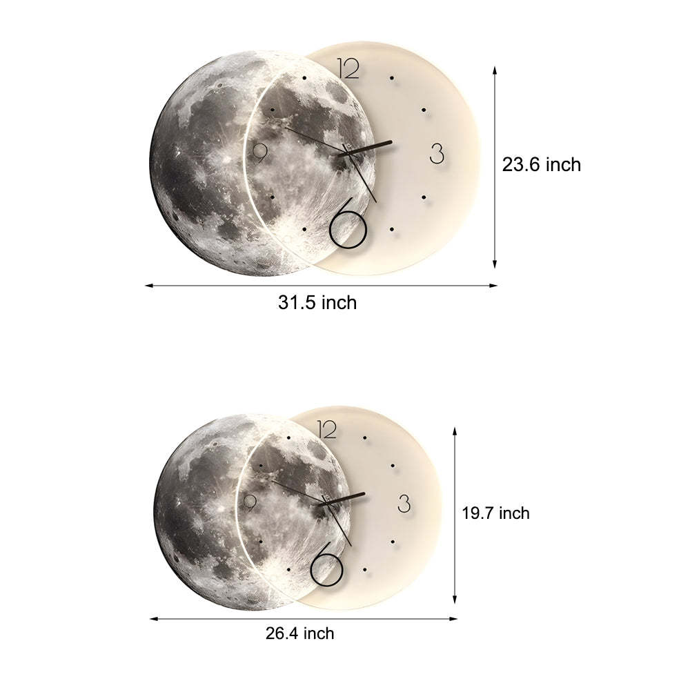 Moon Lunar Wall Clock USB Remote LED Wall Lamp Painting