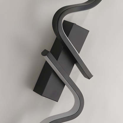 Minimalist Long Wave Aluminum Black Decorative LED Wall Lamp-Lighom