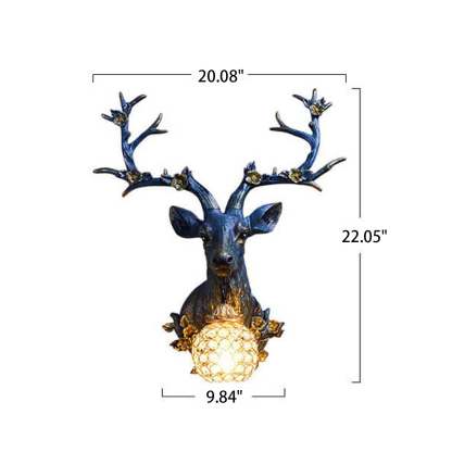 Retro Deer Head Resin Sconce