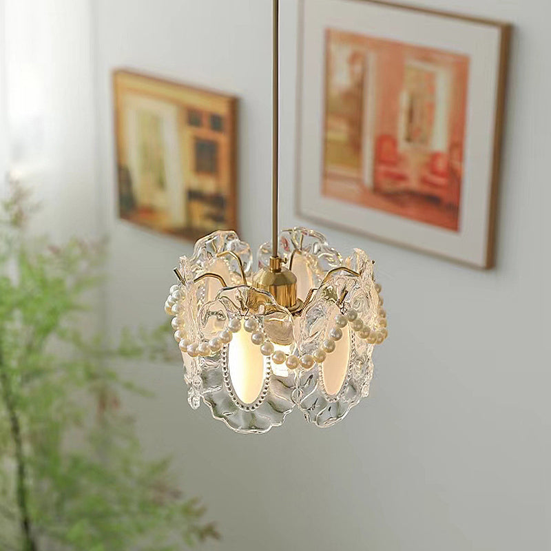 Glass Feathers Seashells Three Step Dimming French Style Chandelier-Lighom