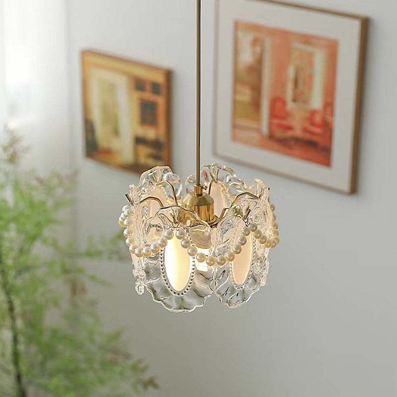Glass Feathers Seashells Three Step Dimming French Style Chandelier-Lighom