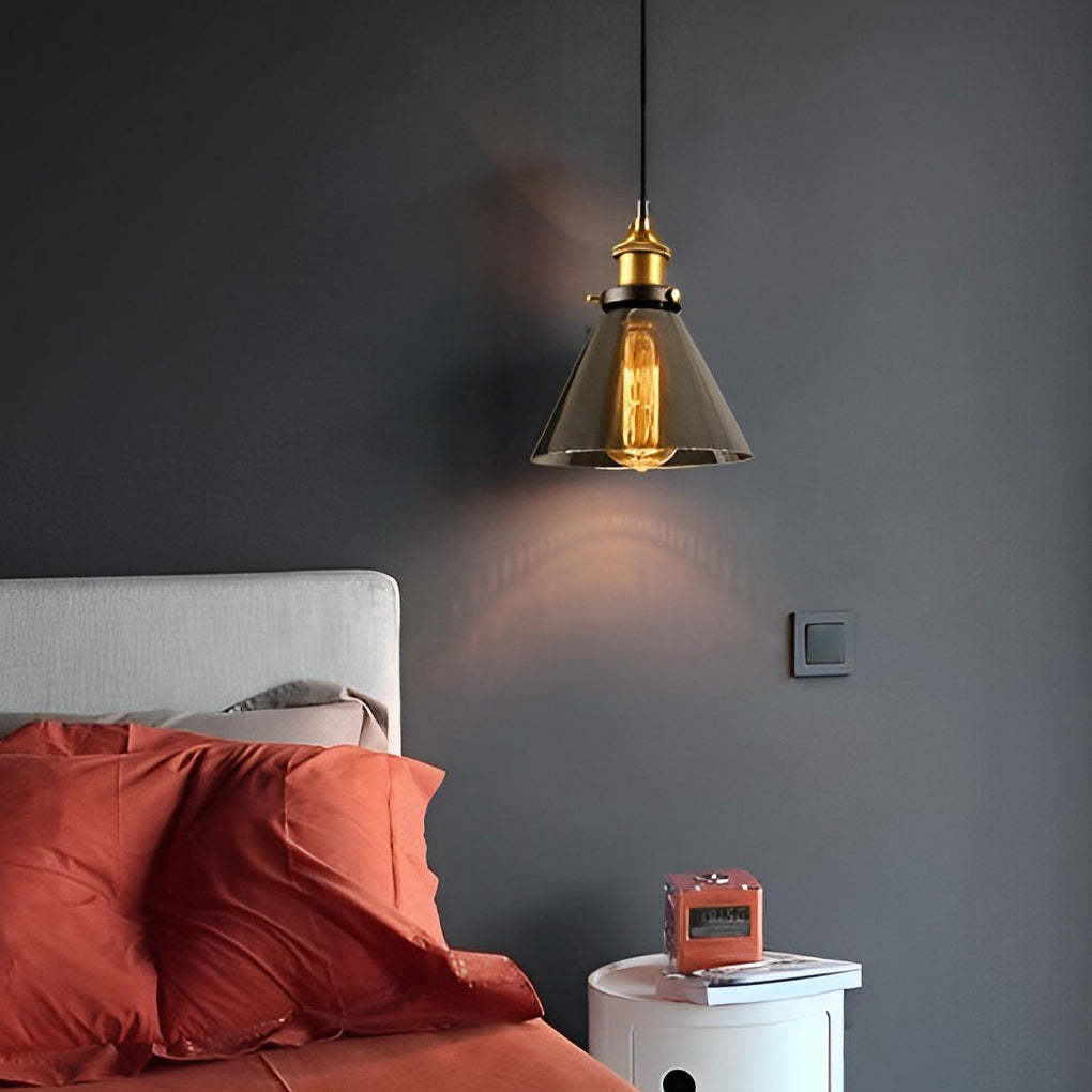 Retro Glass Smoke Gray Industrial Pendant