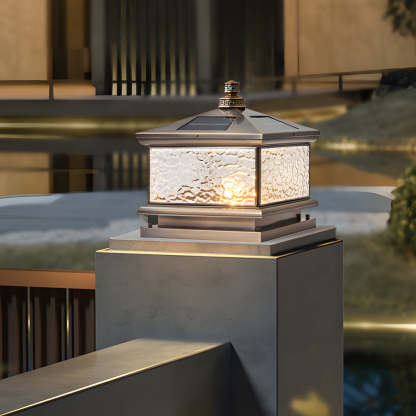 Retro Square Antique Brass Pier Mount Post Light-Lighom