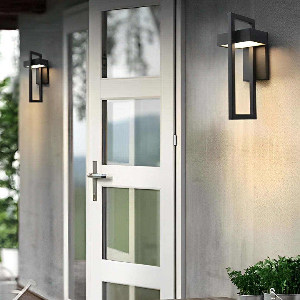 Rectangular Minimalist LED Waterproof Black Modern Outdoor Wall Lamp-Lighom