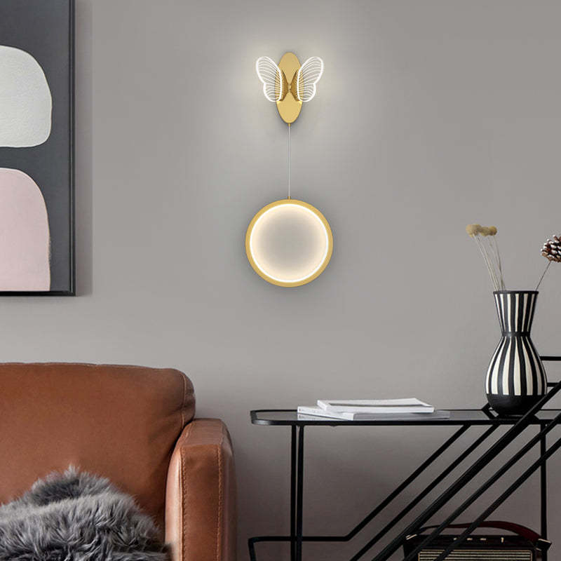 Oval Round Butterflies Three Step Dimming Modern LED Wall Lights Fixture-Lighom