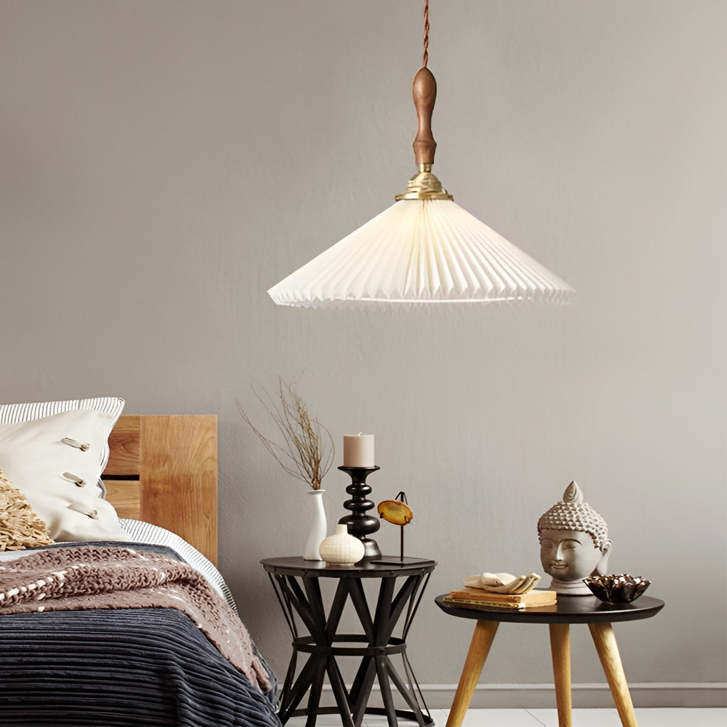 Classic Pleated White Nordic Pendant Wall Lamp