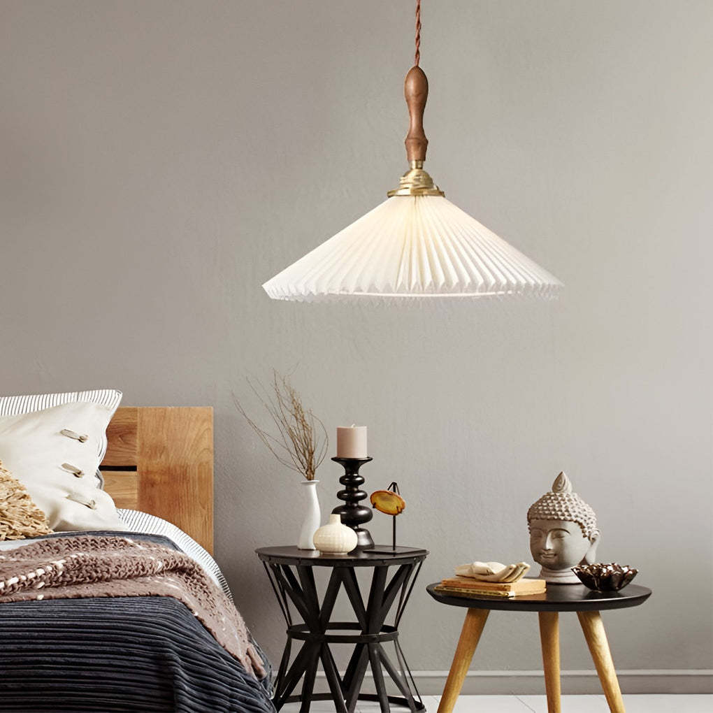 Classic Pleated White Nordic Pendant Wall Lamp