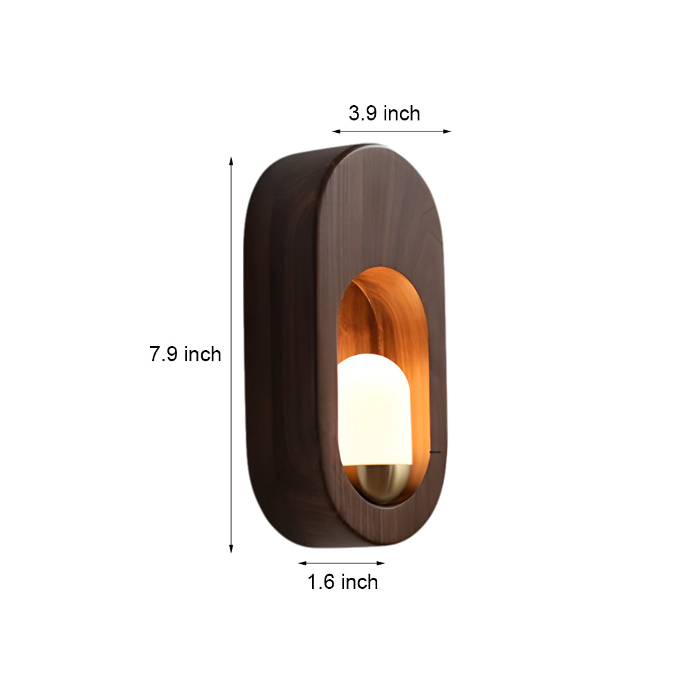 1-Light Wood Oval Wall Sconce - Wood/Walnut-Lighom