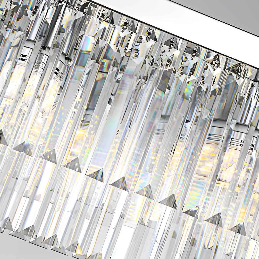 Rectangular Metal Crystal Dimmable Nordic Dining Chandelier