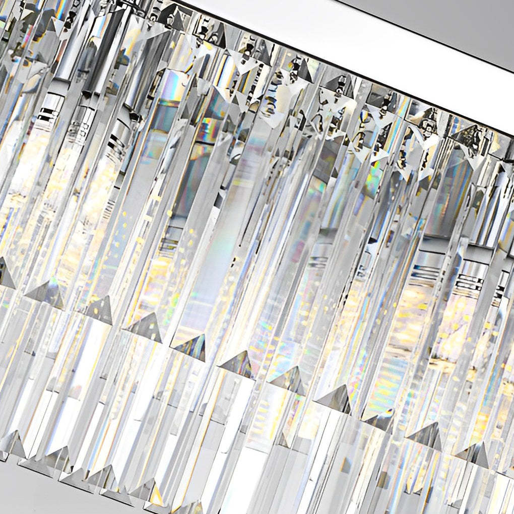 Rectangular Metal Crystal Dimmable Nordic Dining Chandelier