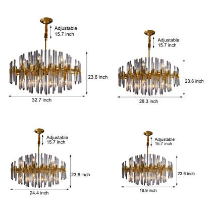 Modern tube brass glass copper metal chandeliers, Lighom