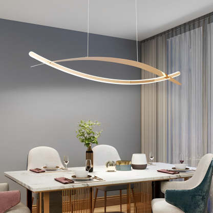 Artistic Strip Plated Dimmable LED Nordic Chandelier