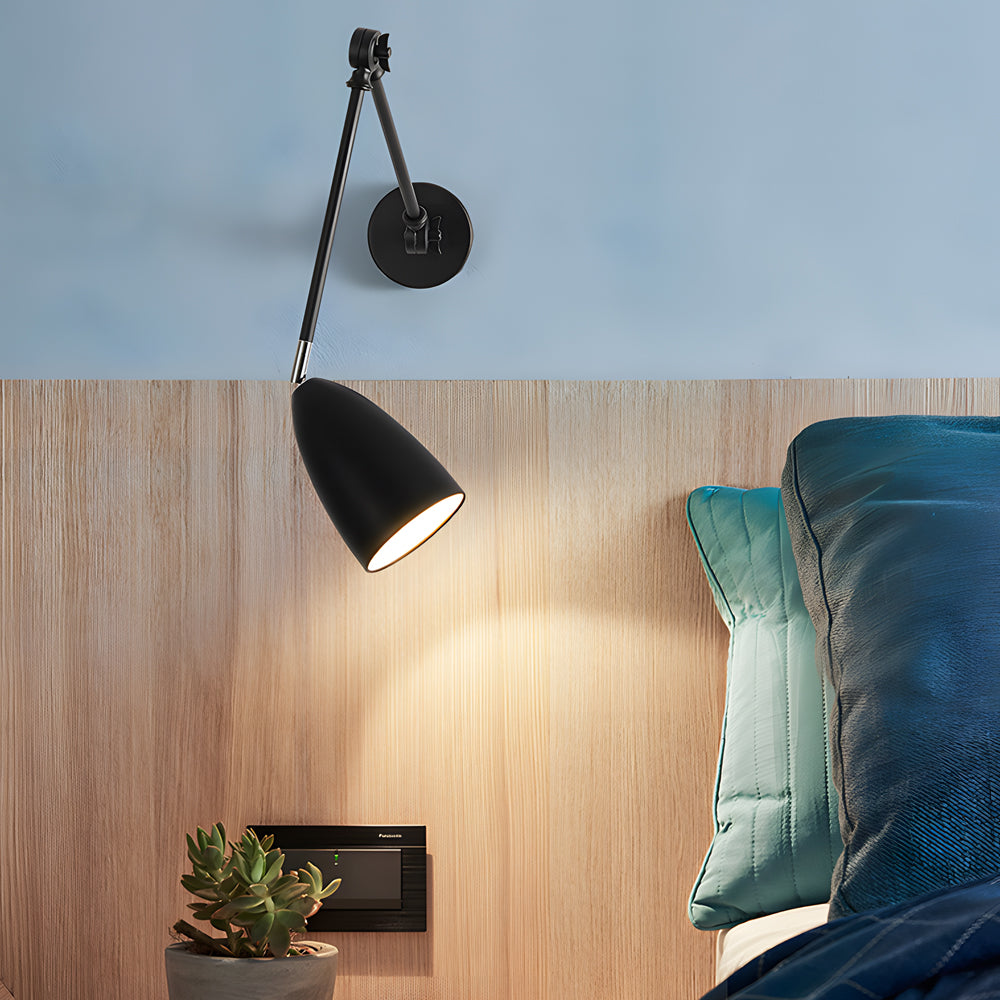 Swing Arm Wall Lamp Long 1 Bulb Rod Rocker Arm Wall Mounted Sconce with 3 Adjustable Joints-Lighom