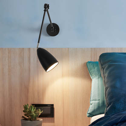 Swing Arm Wall Lamp Long 1 Bulb Rod Rocker Arm Wall Mounted Sconce with 3 Adjustable Joints-Lighom