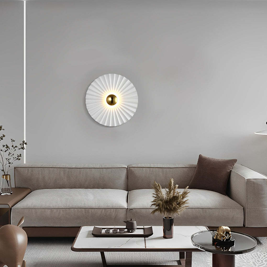 Lotus Leaf Round Pleated LED Creative White Modern Wall Lights Fixture-Lighom