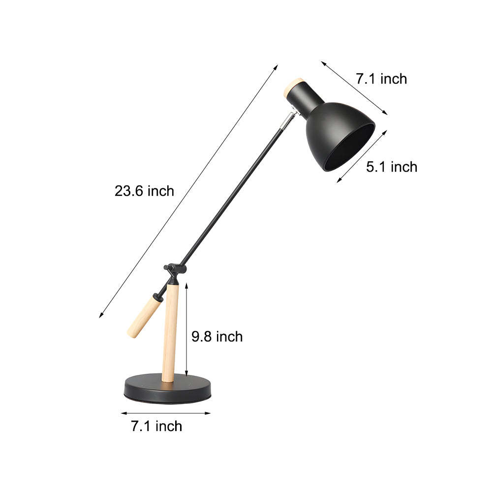 Adjustable Rotatable Wood and Metal Reading Desk Lamp for Modern Spaces-Lighom