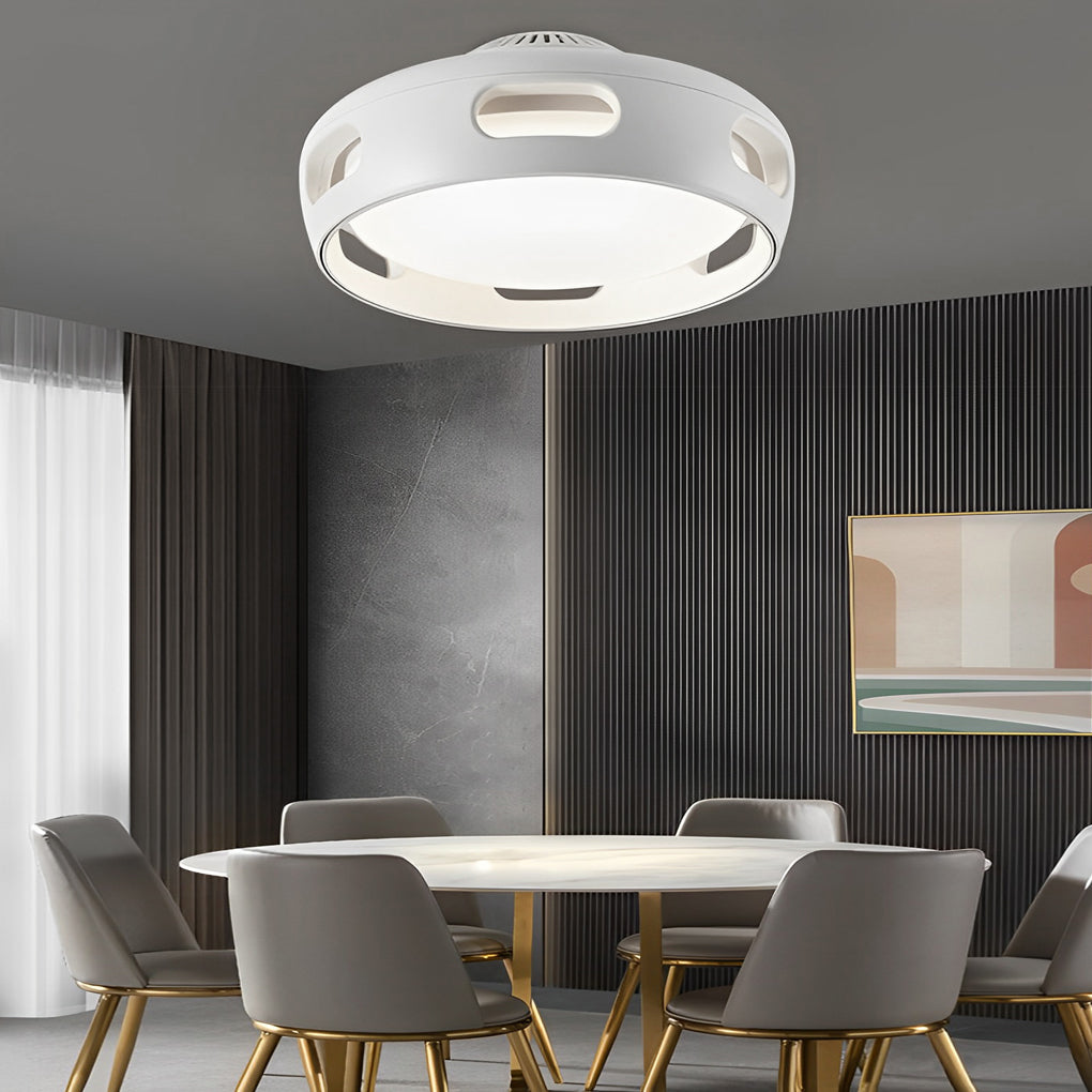 Round Smart Mute Stepless White Bladeless Fan
