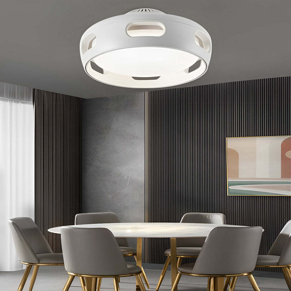 Round Smart Mute Stepless White Bladeless Fan