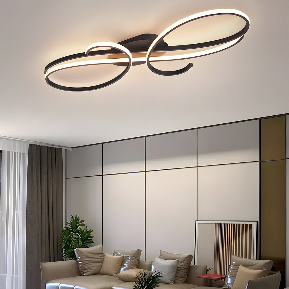 Gray modern musical symbol semi-flush mount light — 23.6"X 8.7"X3.1" / Cool White (6000K) / Polished Chrome