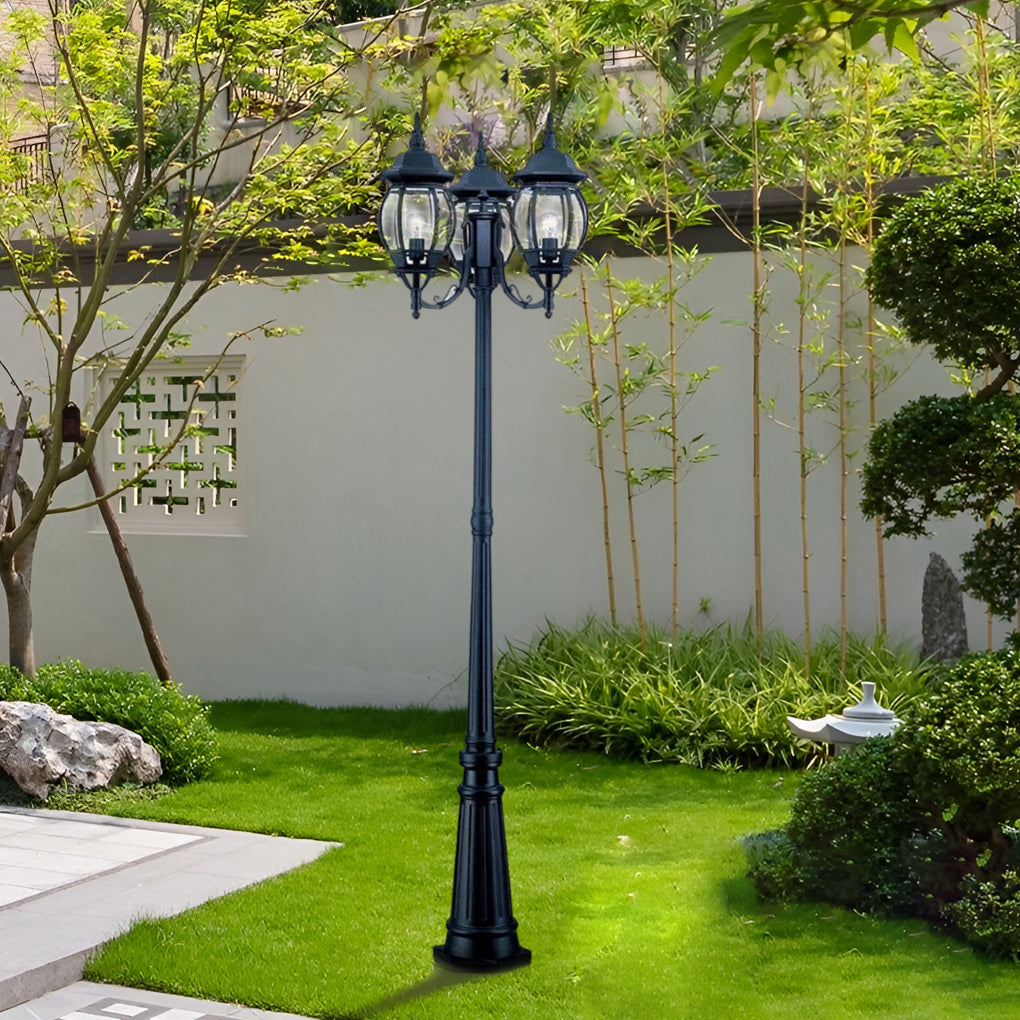 Waterproof 3 Lights Black European Style Garden Lamp Post Lights-Lighom