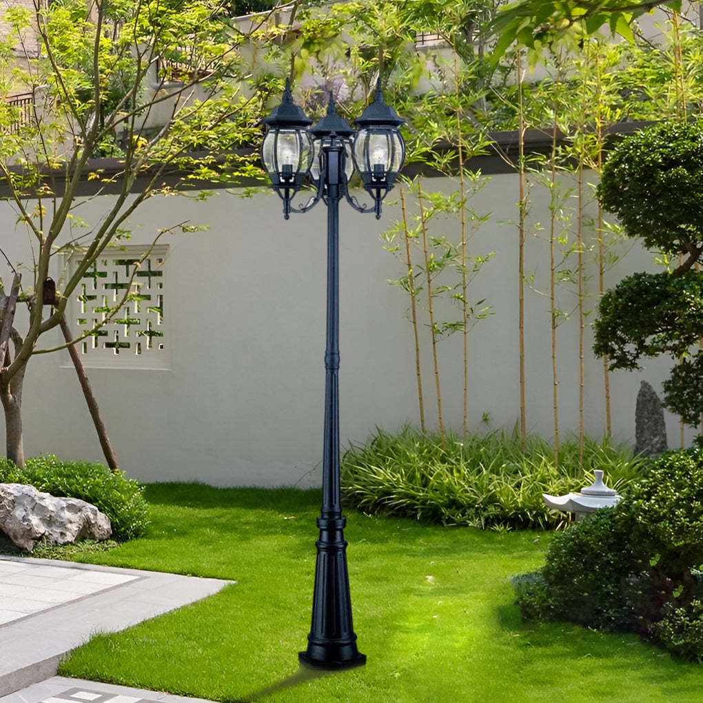 Waterproof 3 Lights Black European Style Garden Lamp Post Lights-Lighom
