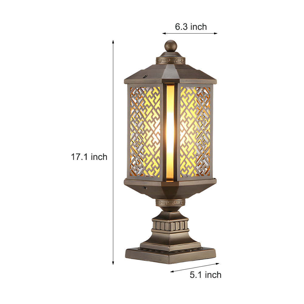 Antique Die-Cast Aluminum Waterproof Glass Shade Retro Fence Post Lights-Lighom