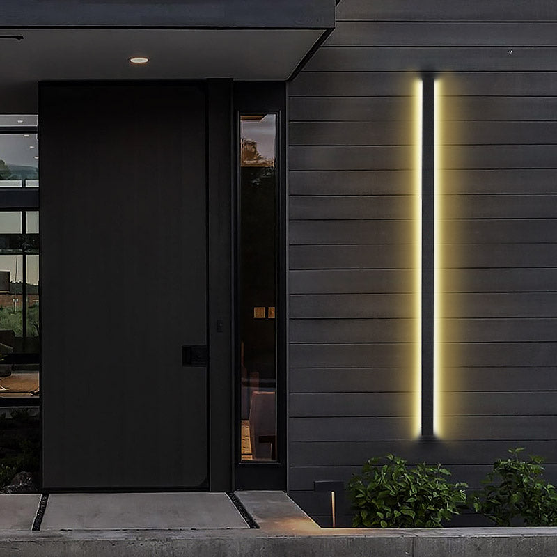 Black Long Strip Metal Waterproof Dimmable Modern Outdoor Wall Lights-Lighom