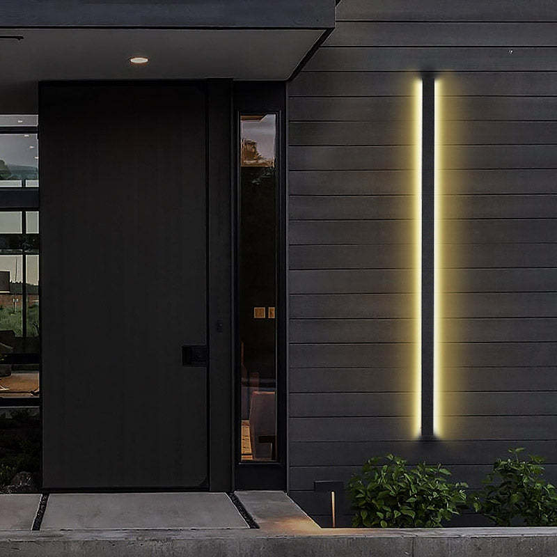 Black Long Strip Metal Waterproof Dimmable Modern Outdoor Wall Lights-Lighom