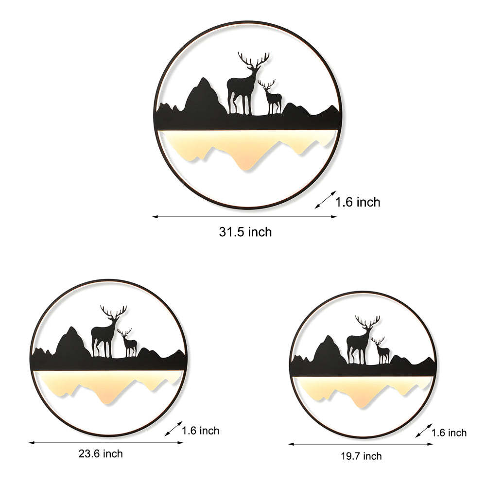 Round Mountain Scenery Silhouette Dimmable with Remote Outdoor Wall Lights-Lighom