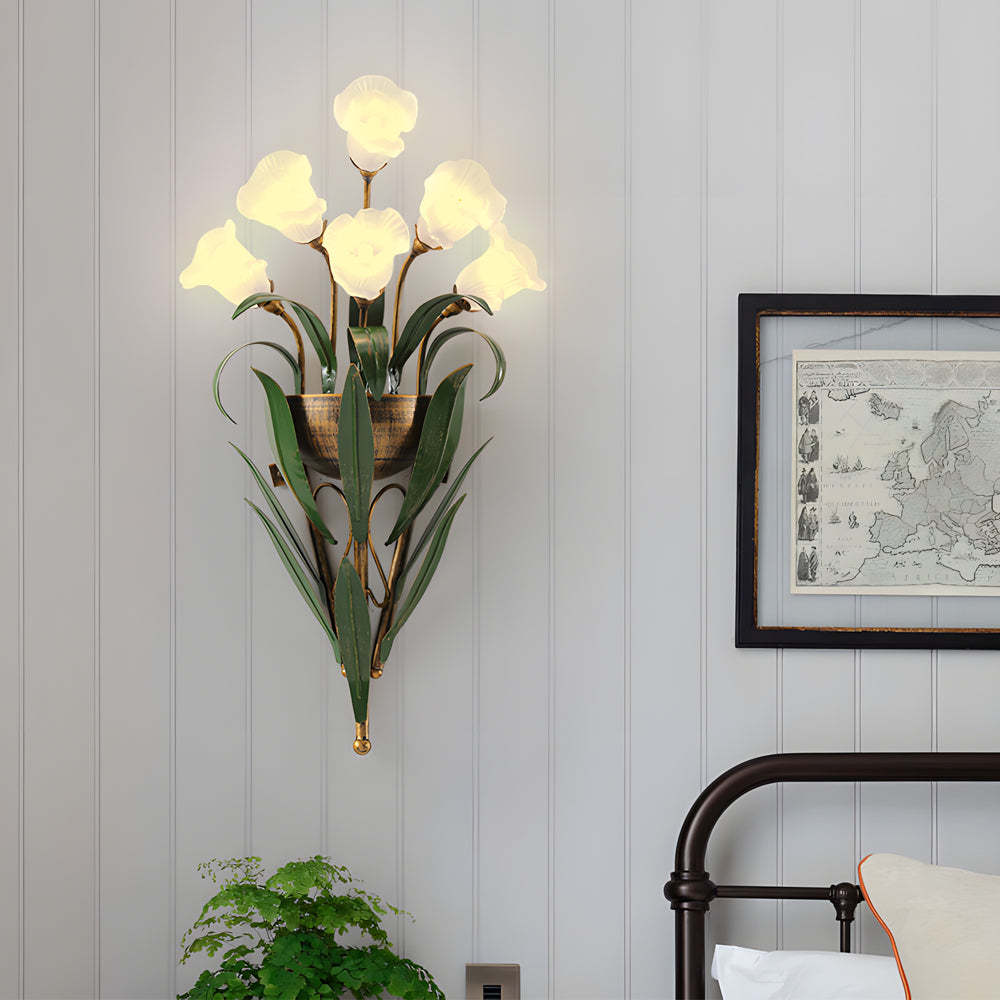 Bouquet Leaves Pastoral American Wall Lamp
