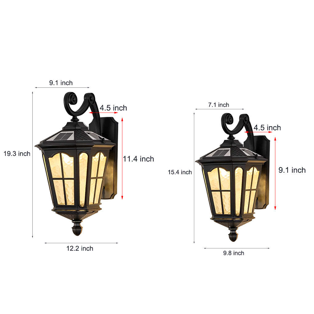 Retro Aluminum Black Vintage Solar Outdoor Wall Light