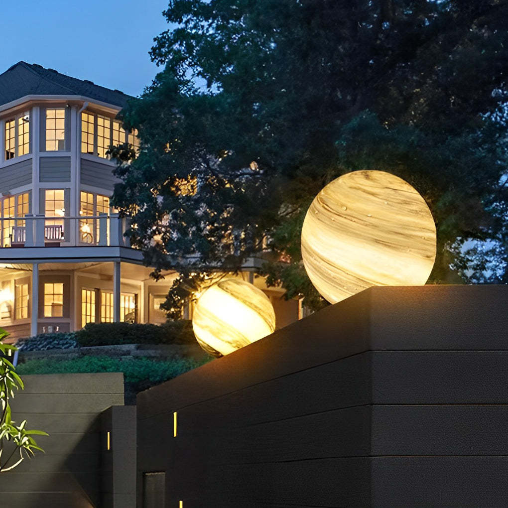 Round Glass Planets Design Waterproof Modern Outdoor Fence Post Lights-Lighom