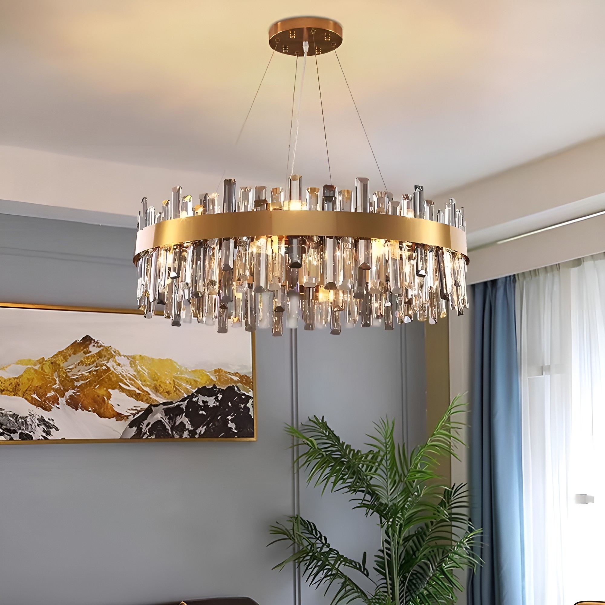 8-Light Modern Crystal Industrial Brass Chandelier