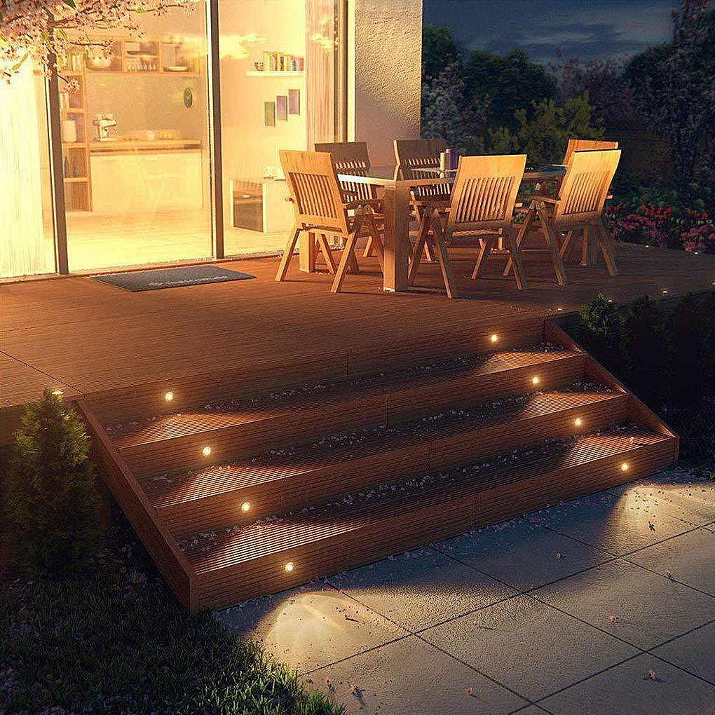Lux Bright White Stainless Steel 1.5W LED In-Ground Well Lights for Decks and Steps-Lighom