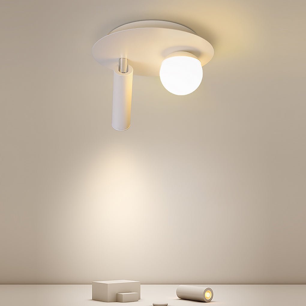 8'' Round Small Flush Mount Light with LED Bulb and Spotlight-Lighom