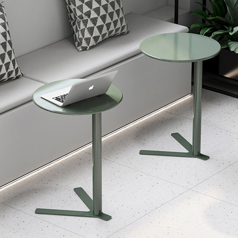 Scandinavian V-Base Iron End Table — Frosted White