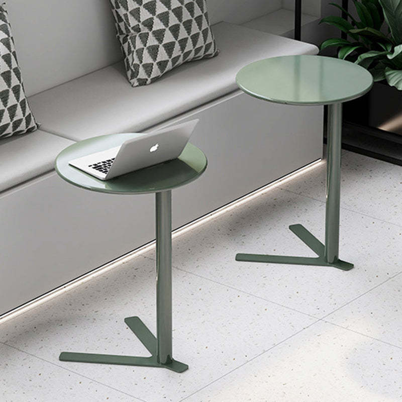 Scandinavian V-Base Iron End Table — Frosted White