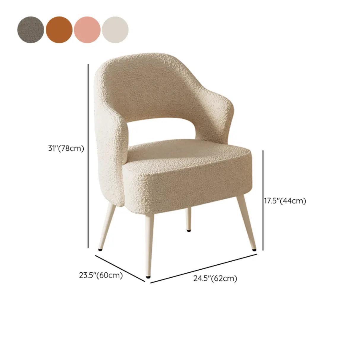 Off-White Scratch Resistant Sherpa Sloped Arm Chair