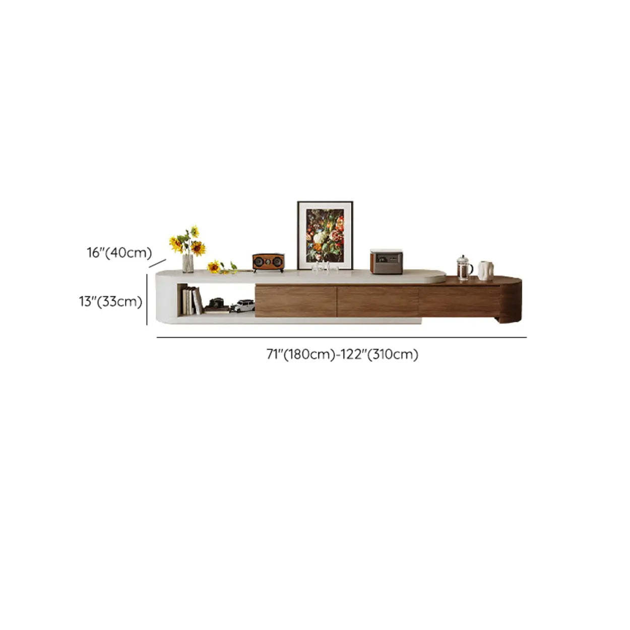 Brown Wood Open Storage Long TV Stand