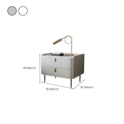 Stylish White Marble Top Nightstand with Drawers